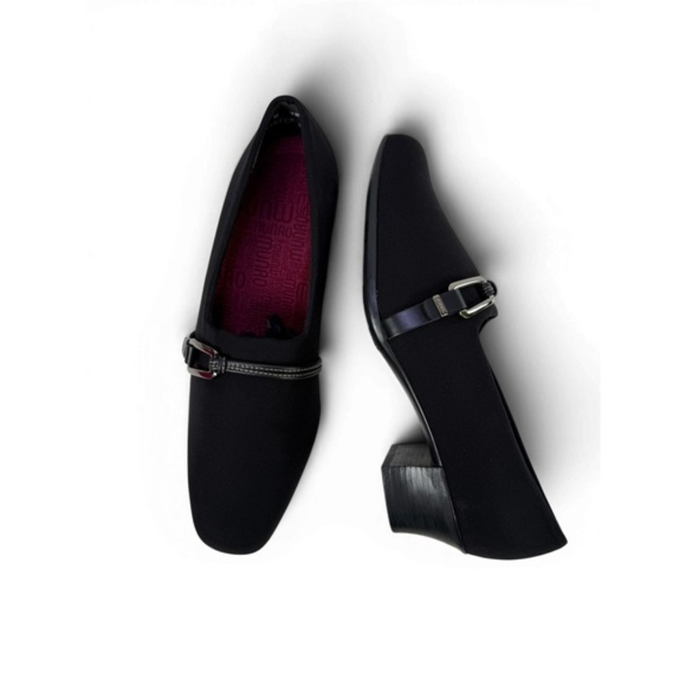 Munro‎ Cindi Heels Womens 8 Wide Black Stretch Fabric Closed Toe Comfort Pump